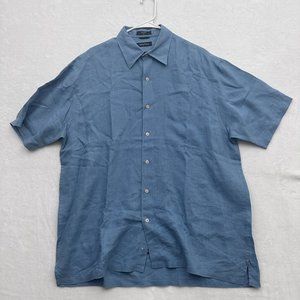 COPY - Nautica Shirt Mens L Blue Linen Button Up Pocket Relaxed Beach Basic Cas…